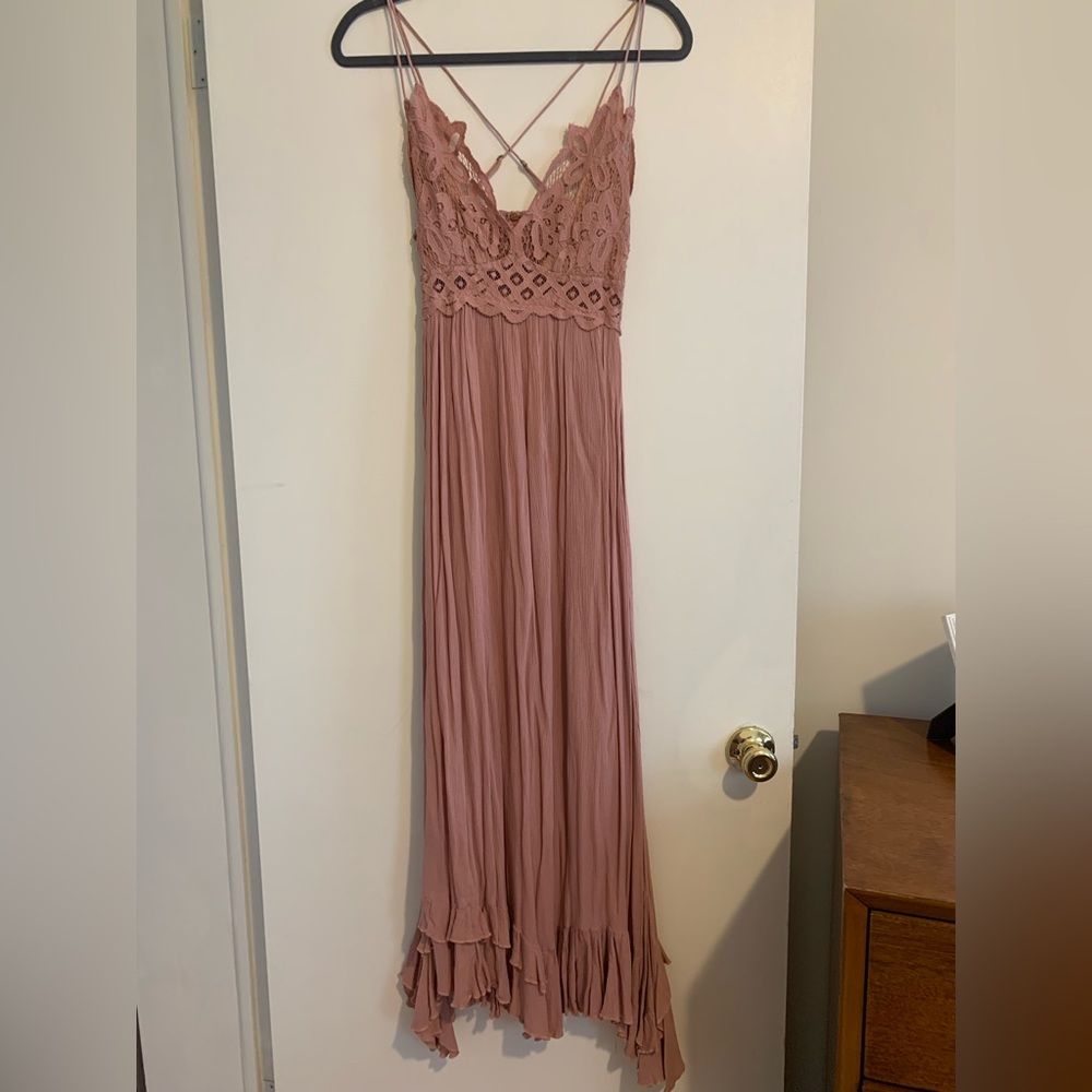 Free People One Adella Maxi Slip Dress in Pink